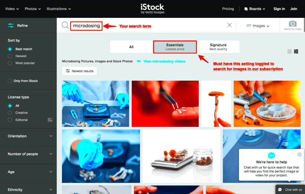 How to Search for Images on iStockphotocom with Essentials Subscription