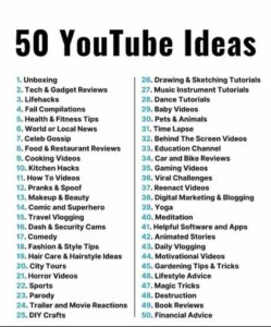 50 YouTube Ideas  Youtube channel name ideas Start youtube channel