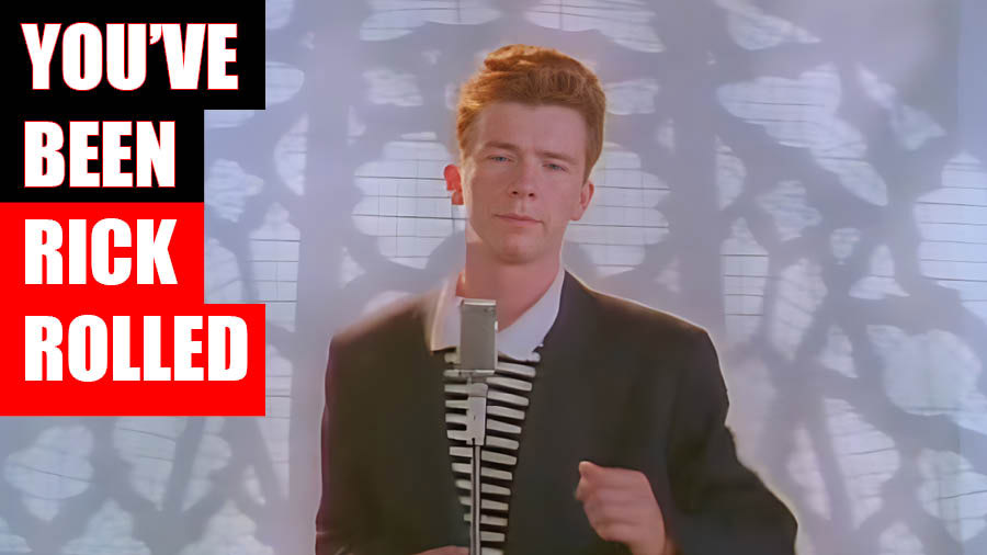 humour  Internet trolling with Rickrolling Internet meme the Rick