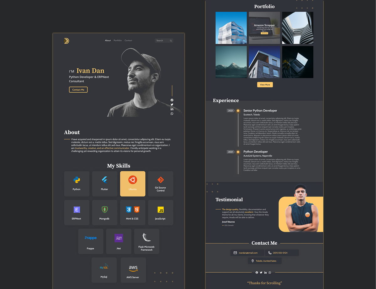 Personal Portfolio Web Design  Behance