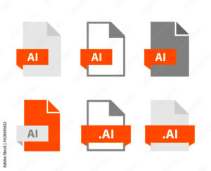 AI vector files document icon set AI file format sign Stock Vector