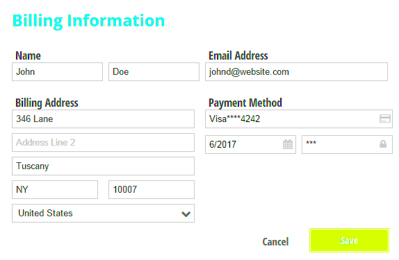 Changing your billing information  Cognito Forms