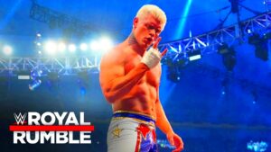 Cody Rhodes celebrates his Royal Rumble win WWE Royal Rumble 2023