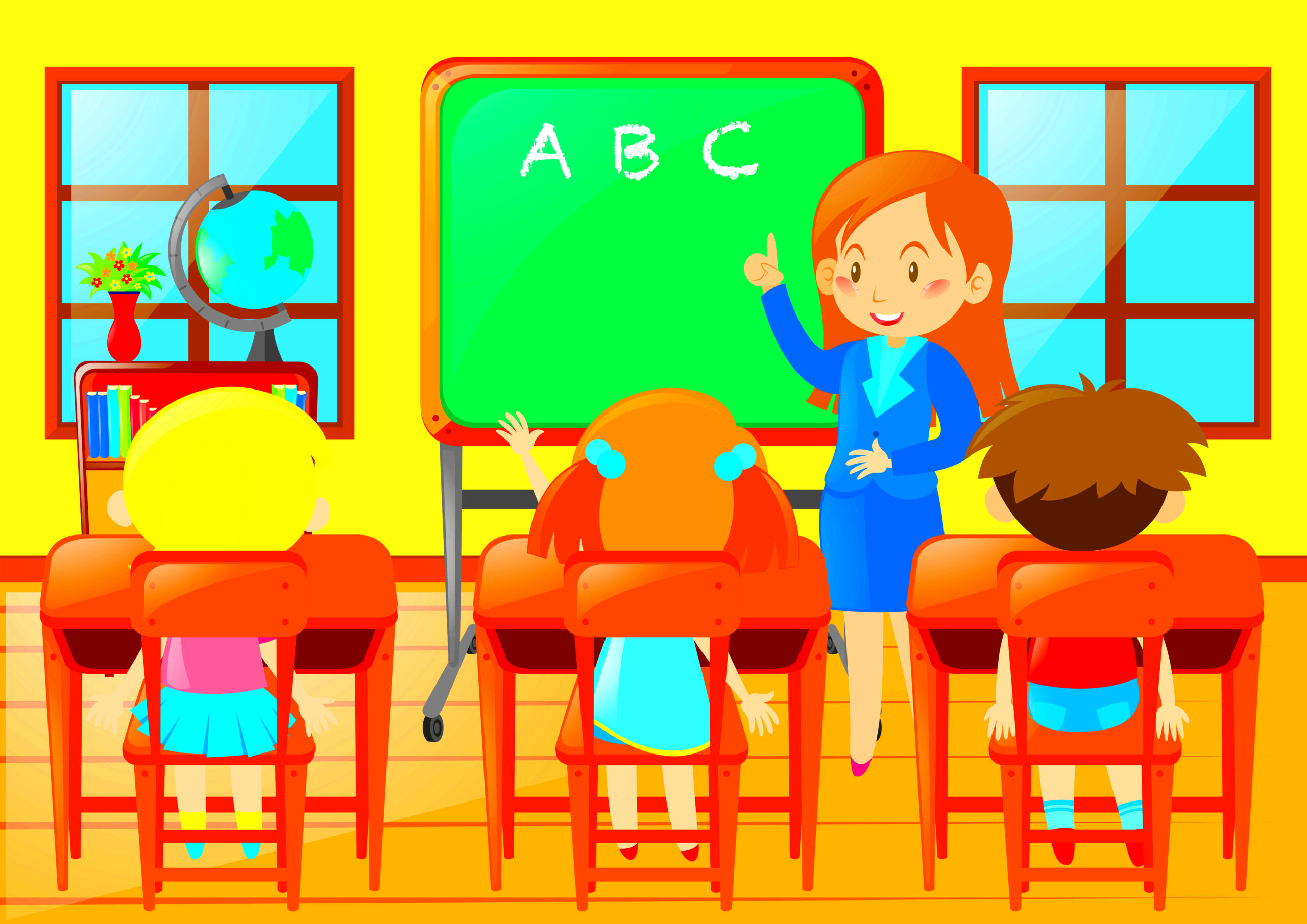 Teacher teaching kindergarten students in class 369984 Vector Art at