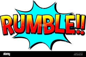 Rumble retro comic speech bubble and effect in pop art style