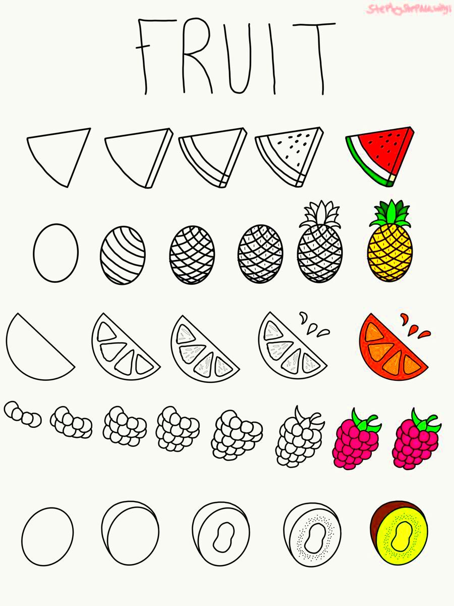 How to draw fruit step by step instructions  Bullet journal doodles