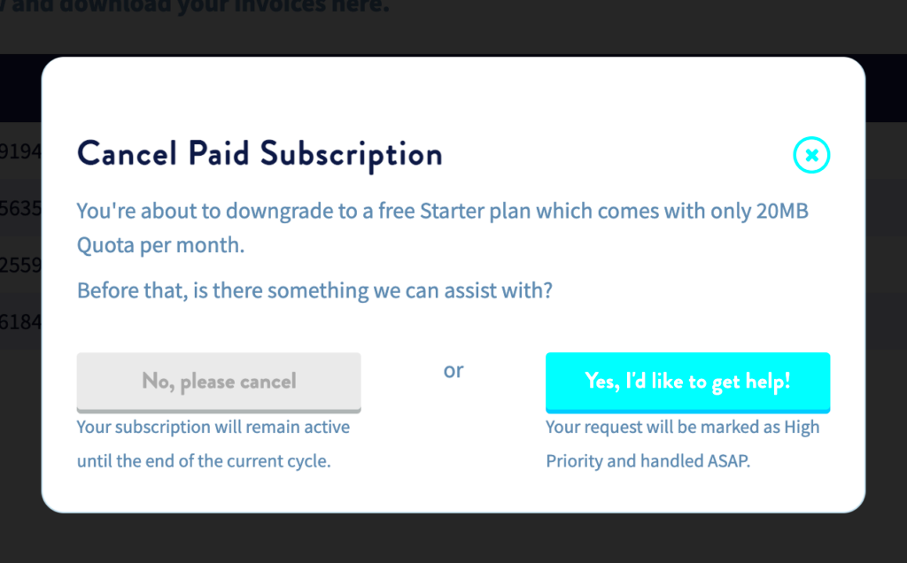 How to cancel subscription  Documentation