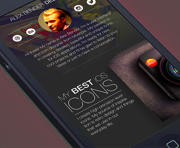 Mobile portfolio website on Behance