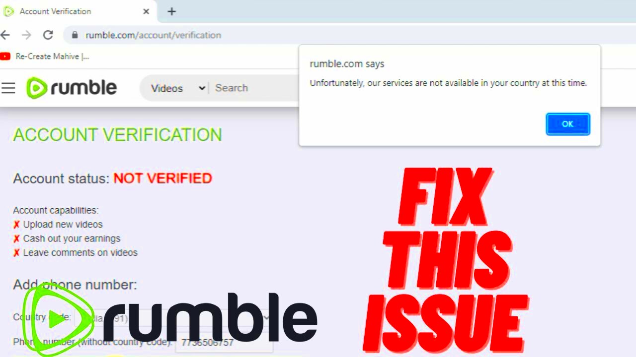 Rumble  Unfortunately our services are not available in your country