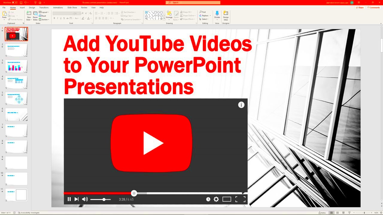 Insert a YouTube Video Into a PowerPoint Presentation  YouTube