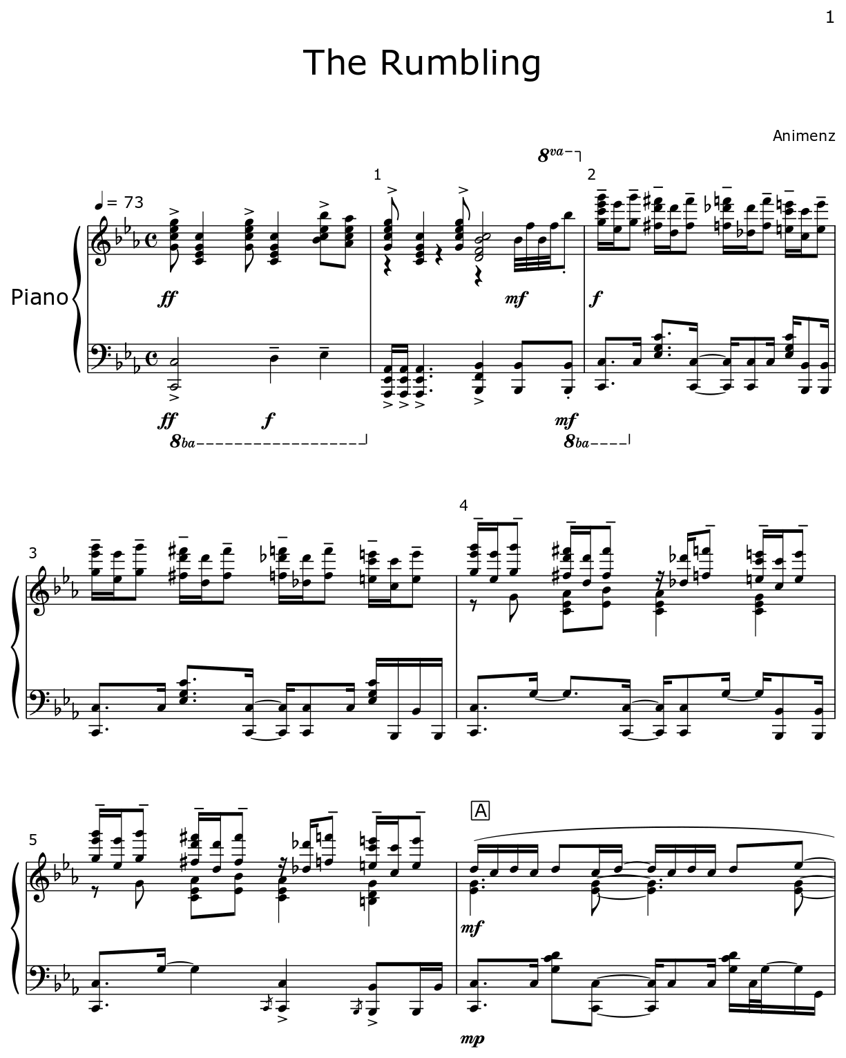 The Rumbling  Sheet music for Piano