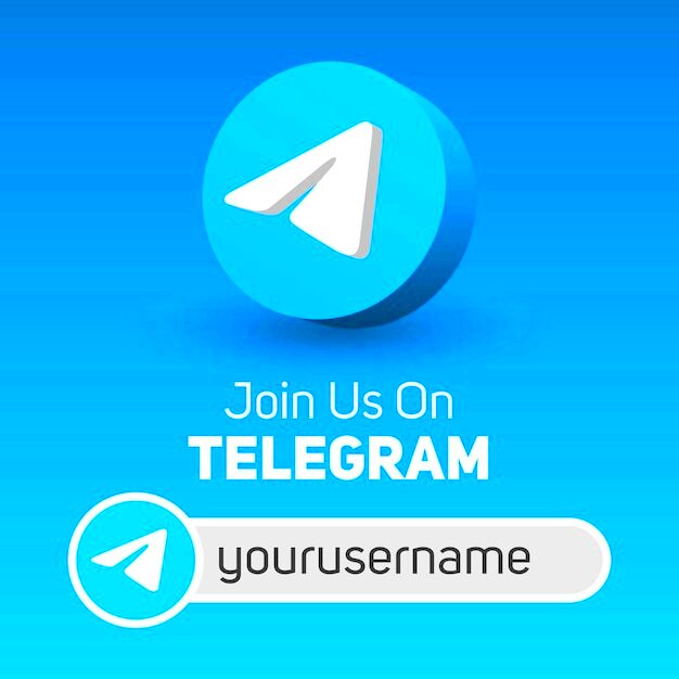 Premium Vector  Join us on telegram social media square banner with 3d