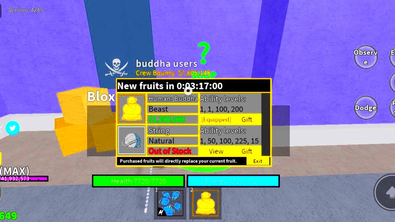 BUDDHA AND RUMBLE ON STOCK BLOX FRUITS  YouTube