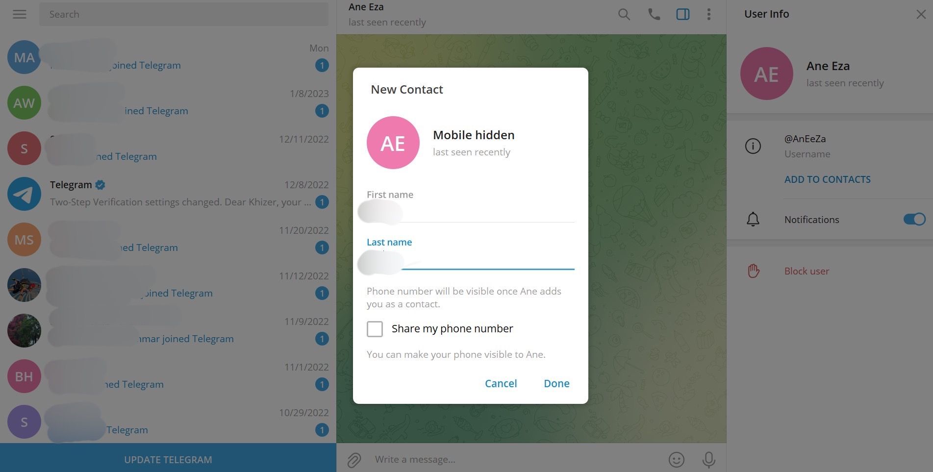 How to Add a New Contact on Telegram