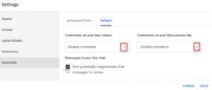 Turning off Live Chat and Comments in YouTube  Division of Information