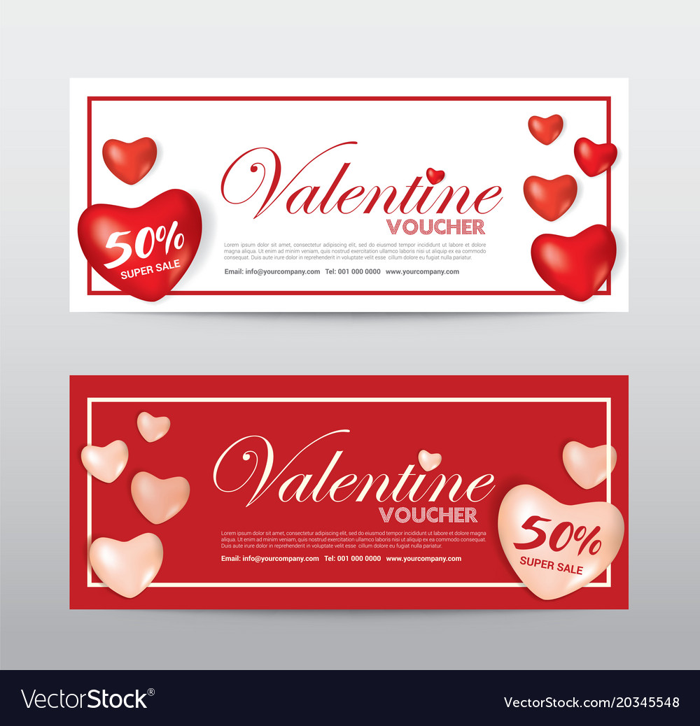 Happy valentine day gift voucher coupon banner Vector Image