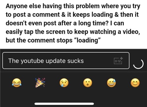 YouTube comments disappearing or stuck on loading when posting