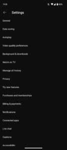 YouTube moved settings to pause watch search history